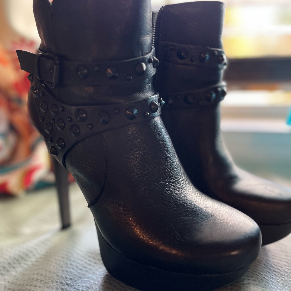 Fergie Spike leather ankle boots